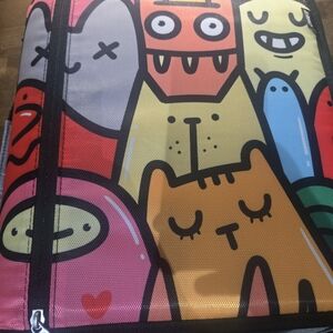 Case It 3" Zip Tab Deluxe Funny Critters Expanding File Binder w/Handle & Strap